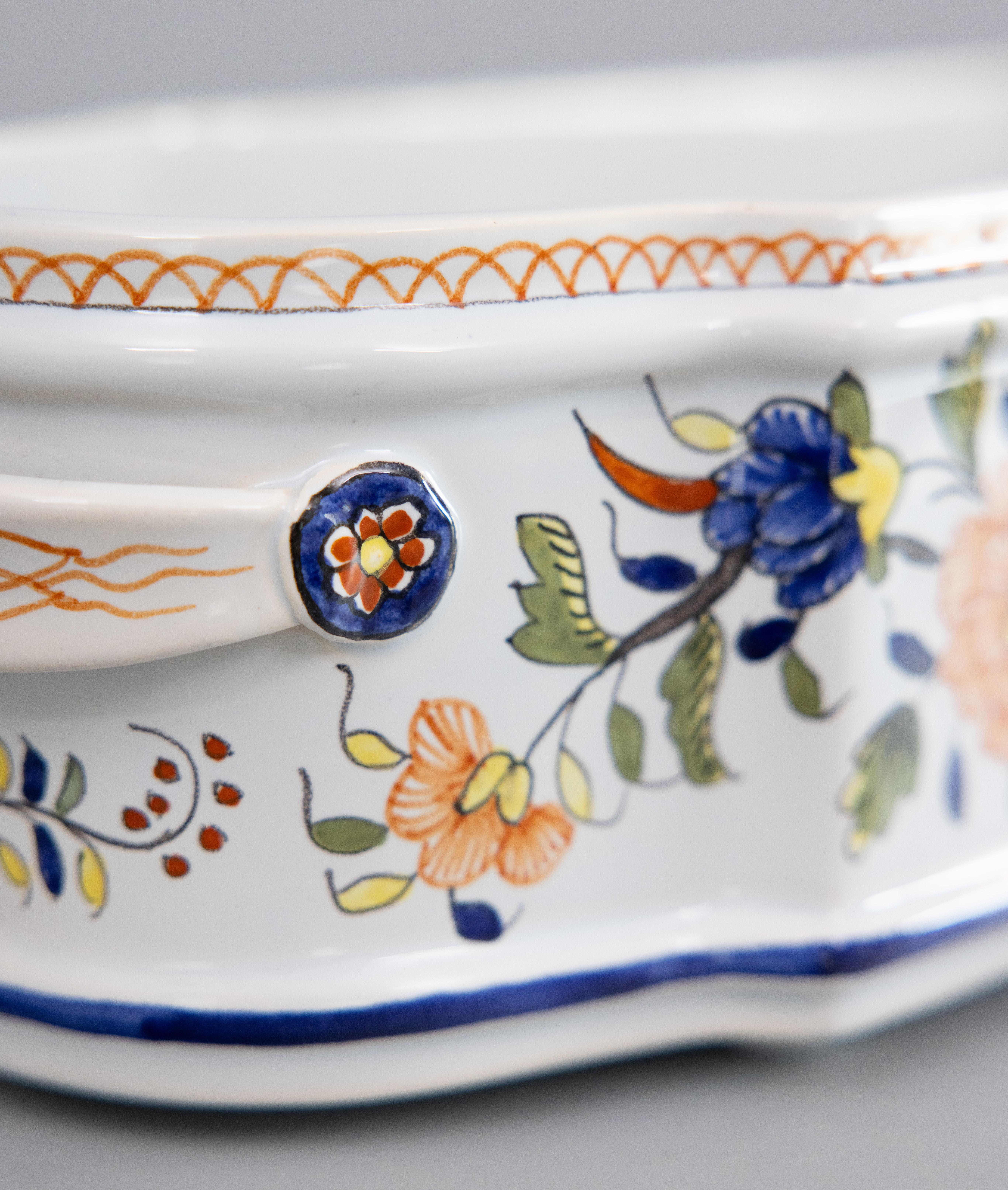 Französische Rouen Fayence Jardiniere Übertopf Pflanzgefäß, um 1950 im Angebot 4