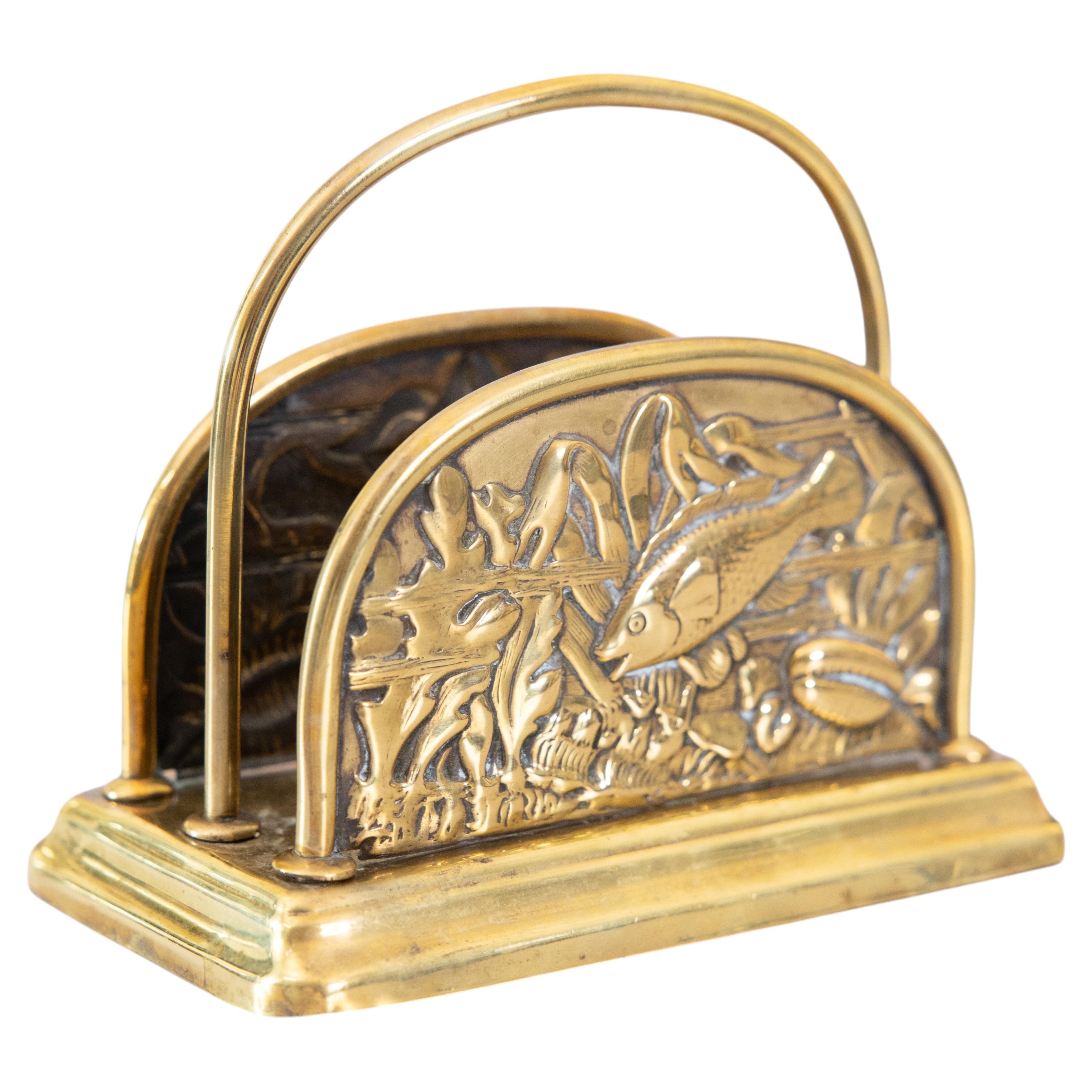 Porte-lettres en laiton de style édouardien anglais en forme de poisson
