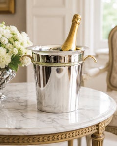 Art Deco Style French Silver Plate & Brass Champagne Ice Bucket Wine Cooler
