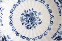Antique Dutch Delft Makkum Scalloped Lobed Floral Wall Charger Plate, Circa 1920