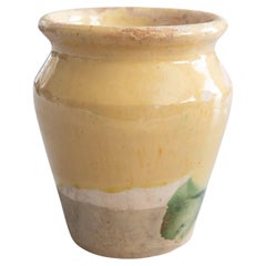 Petite 19th Century French Yellow Glazed Confit Pot Crock Vase