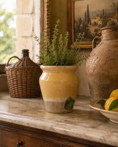 Petite 19th Century French Yellow Glazed Confit Pot Crock Vase
