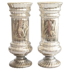 Pair of Large 19th Century French Silvered Mercury Glass Vases