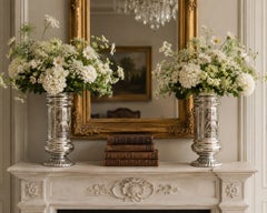 Pair of Large 19th Century French Silvered Mercury Glass Vases