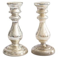 Pair of 19th Century French Silvered Mercury Candlesticks