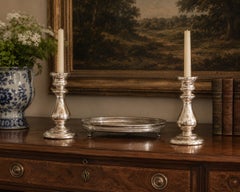 Pair of 19th Century French Silvered Mercury Candlesticks