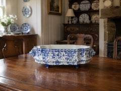19th C. French Faience Creil Et Montereau Lion Jardiniere Cachepot Centerpiece