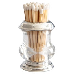Porte-allume-allumettes vintage en argent massif et verre signé Frank M. Whiting, vers 1930