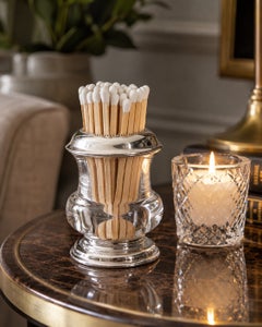 Porte-allume-allumettes vintage en argent massif et verre signé Frank M. Whiting, vers 1930
