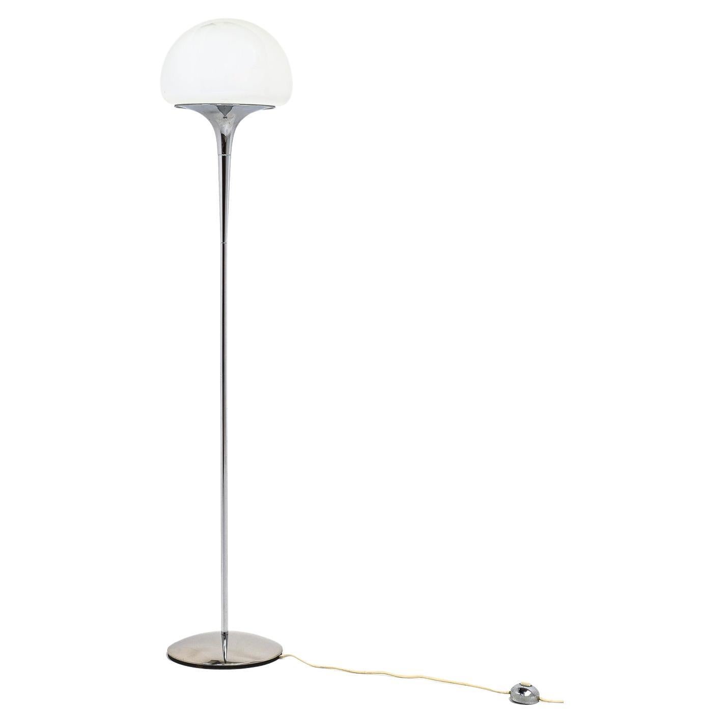 Goffredo Reggiani Floor Lamp in Chrome and Opaline Glass, Italy 1970s