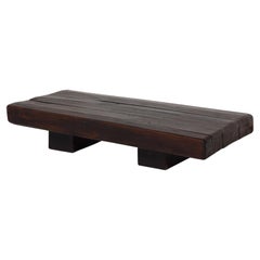 Solid Oak Wabi Sabi Rustic Wood Coffee Table, France, 1950s