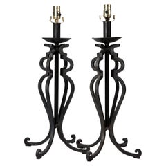 Used Wrought Iron Table Lamps, a pair