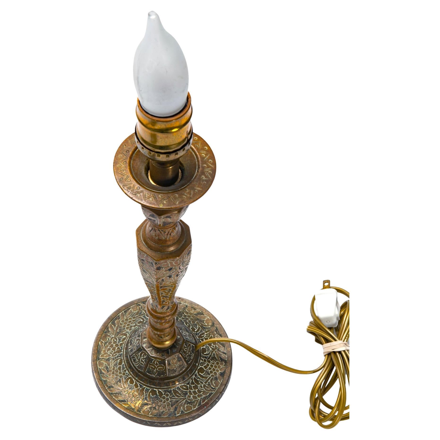 Large French Brass Candlestick Table Lamp at 1stDibs