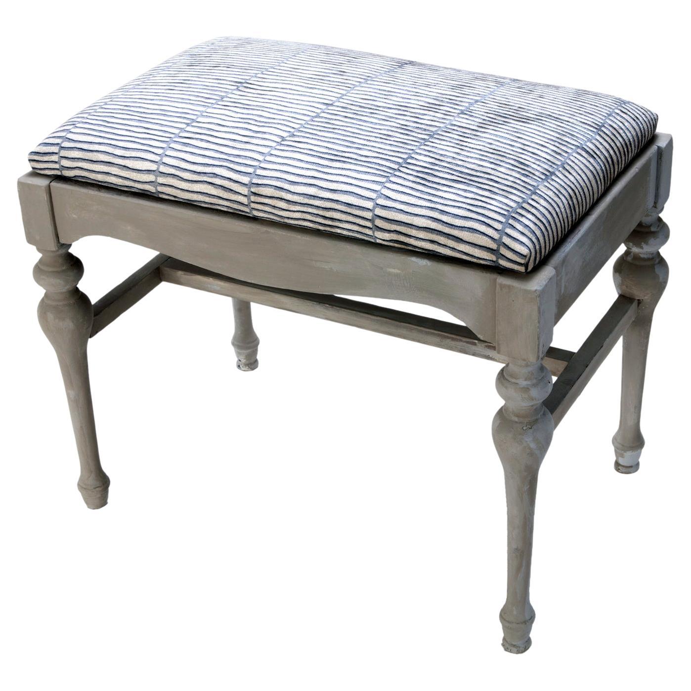Soft Gray Vanity Bench w/ Contemporary Velvet Seat For Sale