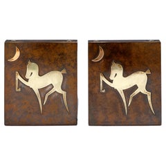 Early Silvercrest Bronze Bookends/ Brass Horses