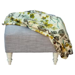 Square Slipcovered Linen Ottoman