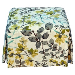 Vintage Square Slipcovered Linen Ottoman