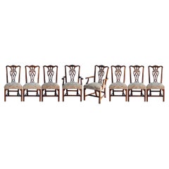 Juego de 8 sillas de comedor Chippendale de fabricación americana