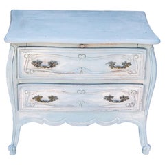Pale Blue French Provincial Commode, Hardwood & Brass, 20th Century
