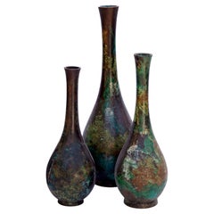 Vases à bourgeons en bronze japonais Set/3