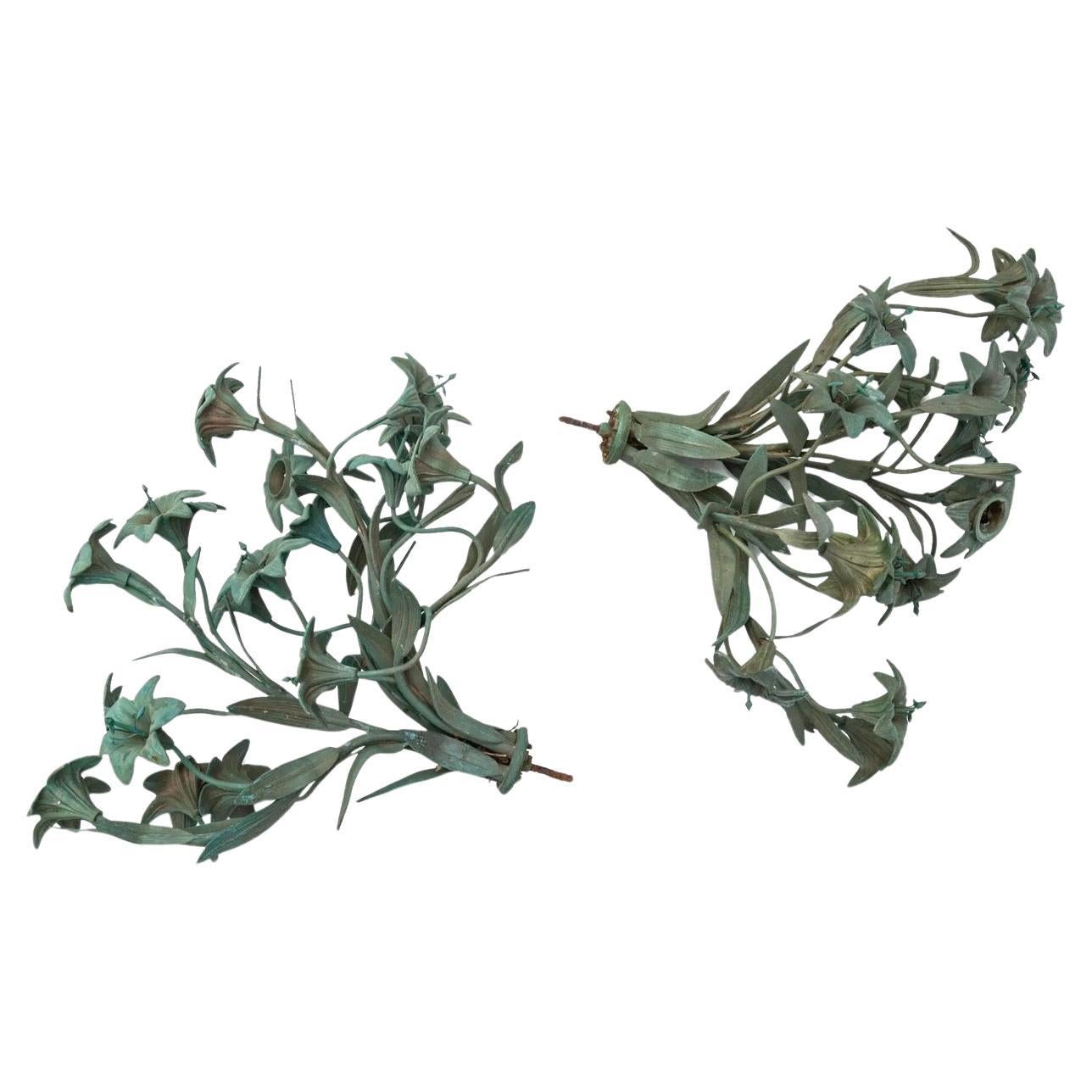 French Lily Bouquets in Patinaed Bronze/Brass For Sale