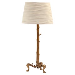 Chandelier converti en laiton et en fer sur base tripode