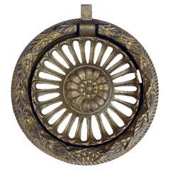 Large PE Guerin Drawer Ring Pull Brass with Flower & Leaves; a pair