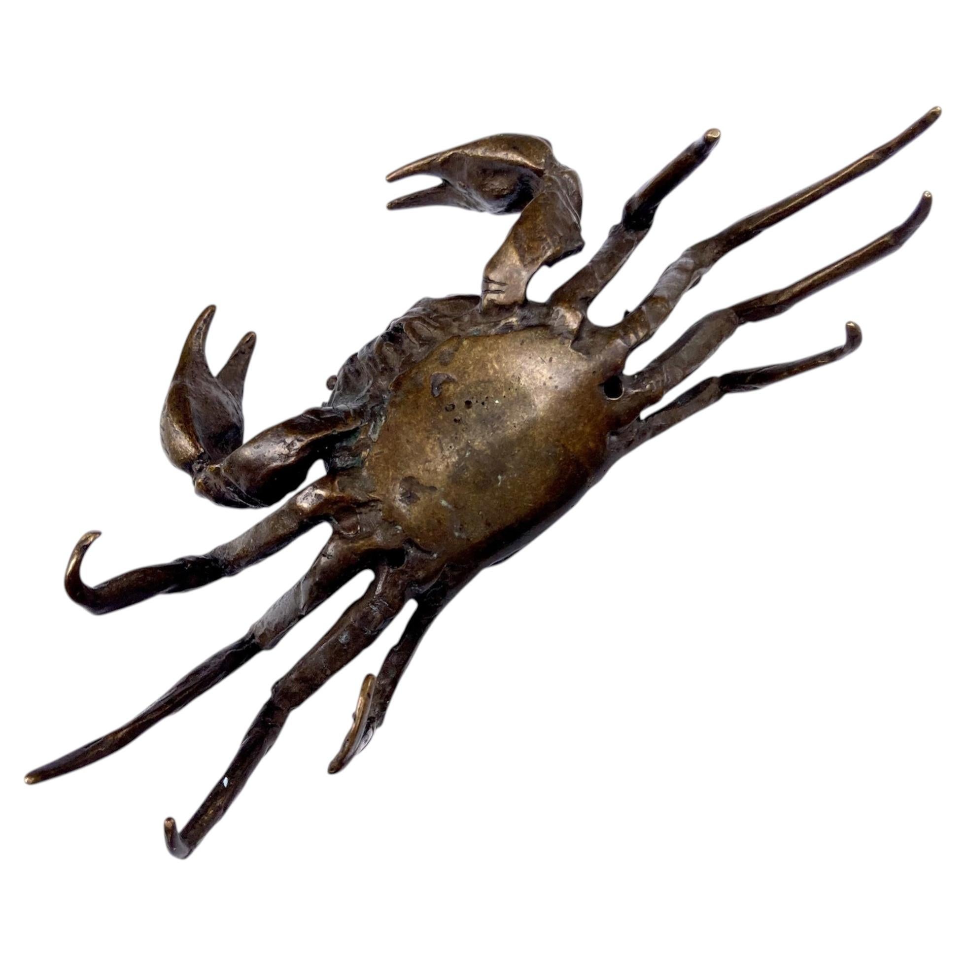 Scultura giapponese in bronzo raffigurante un granchio (Okimono)