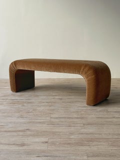 1980s Waterfall Bench in Champagne Cut Mohair