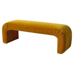 1980s Waterfall Bench in Golden Ochre Mohair