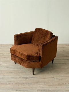 Mid-Century Lounge Chair in Chocolate Chenille