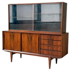 Danish Modern Rosewood Two-Piece Sideboard and Hutch by Hundevad & Co.