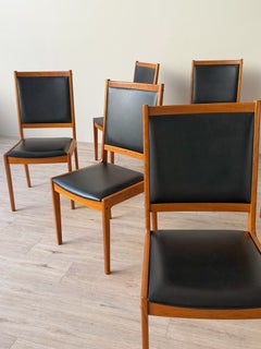 Mid-Century Danish Modern Teak High-Back Dining Chairs, a Set of 6