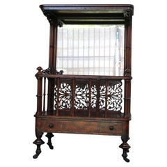 Antique Victorian Freestanding Burr Walnut Music Canterbury Whatnot