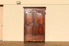 19th Century French Provincial Louis XV Walnut Armoire Cabinet