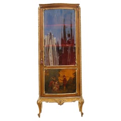Antique French Louis XV Vernis Martin Curio Vitrine Cabinet