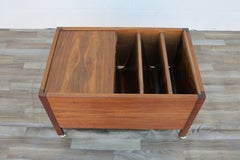 Mid-Century Modern Walnut Coffee Table With Leather Magazine Holder, Circa 1960s