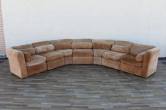 Vintage 1970s 7-Piece Modular Suede Leather Sectional Sofa
