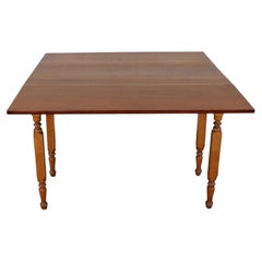 Antique 1920s Farmhouse Drop-Leaf Butterfly Dining Table With Turned Legs