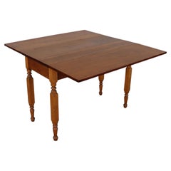 Antique 1920s Farmhouse Drop-Leaf Butterfly Dining Table With Turned Legs