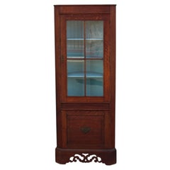Antique 1920s English Oak Corner Cabinet by Walter Skull & Son Ltd.