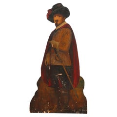 Antique 1920s Hand-Painted Wooden Cavalier Figural Umbrella Stand
