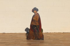Antique 1920s Hand-Painted Wooden Cavalier Figural Umbrella Stand