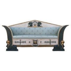 Early 19th Century Swedish Gustavian Neoclassical Sphinx Sofa, Parcel-Gilt