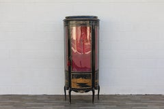 French Louis XV Style Ormolu Mounted Hand-Painted Curved Glass Vitrine Display