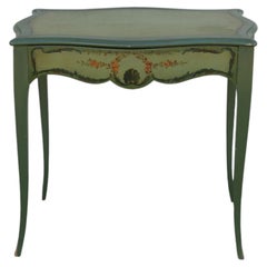 1950s French Provincial Hand-Painted Writing Table / Vanity Desk