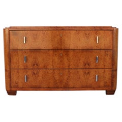 1920s French Art Deco Burl Wood Waterfall Chest of Drawers / Dresser by Roger Ba