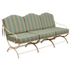 Vintage Hervé Baume French Wrought Iron Three-Seat Garden Sofa, Circa 1970s