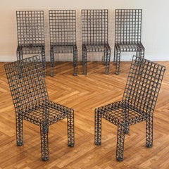 Brutalist Metal and Rattan Chair (6 available)