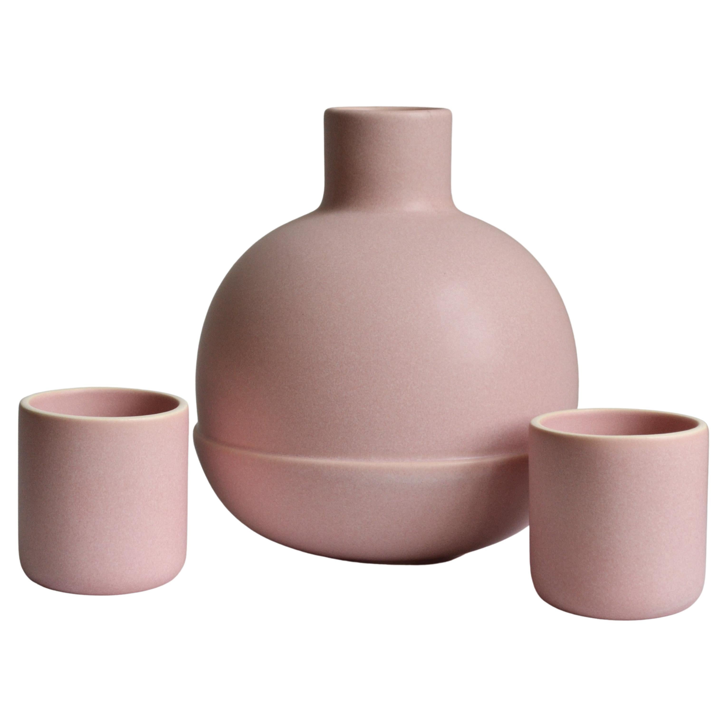 Pink Carafe and cups Inspired by Traditional Carafes Jug, Pitcher Decorative For Sale
